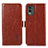 Funda de Cuero Cartera con Soporte Carcasa A01D para Nokia C210 Marron