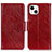 Funda de Cuero Cartera con Soporte Carcasa A02 para Apple iPhone 13 Mini Rojo