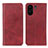 Funda de Cuero Cartera con Soporte Carcasa A02D para Xiaomi Poco C65 Rojo