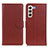 Funda de Cuero Cartera con Soporte Carcasa A03D para Samsung Galaxy S21 5G Marron