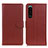 Funda de Cuero Cartera con Soporte Carcasa A03D para Sony Xperia 5 III Marron