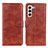 Funda de Cuero Cartera con Soporte Carcasa A04D para Samsung Galaxy S21 FE 5G Marron