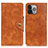 Funda de Cuero Cartera con Soporte Carcasa A05 para Apple iPhone 14 Pro Max Marron