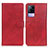 Funda de Cuero Cartera con Soporte Carcasa A05D para Vivo V21e 4G Rojo