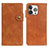 Funda de Cuero Cartera con Soporte Carcasa A06 para Apple iPhone 14 Pro Marron