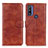 Funda de Cuero Cartera con Soporte Carcasa A07D para Motorola Moto G Pure Marron