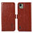 Funda de Cuero Cartera con Soporte Carcasa A07D para Nokia C110 Marron