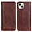 Funda de Cuero Cartera con Soporte Carcasa A08 para Apple iPhone 13 Mini Marron