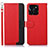 Funda de Cuero Cartera con Soporte Carcasa A09D para Huawei Honor X6a Rojo