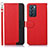 Funda de Cuero Cartera con Soporte Carcasa A09D para Oppo Reno6 5G Rojo