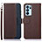 Funda de Cuero Cartera con Soporte Carcasa A09D para Oppo Reno6 Pro 5G India Marron