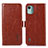 Funda de Cuero Cartera con Soporte Carcasa A11D para Nokia C12 Plus Marron