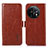 Funda de Cuero Cartera con Soporte Carcasa A12D para OnePlus 11 5G Marron