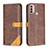 Funda de Cuero Cartera con Soporte Carcasa B02F para Motorola Moto E30 Marron