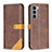 Funda de Cuero Cartera con Soporte Carcasa B02F para Motorola Moto Edge S30 5G Marron