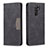 Funda de Cuero Cartera con Soporte Carcasa B02F para Xiaomi Redmi 9 Prime India Negro