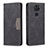 Funda de Cuero Cartera con Soporte Carcasa B02F para Xiaomi Redmi Note 9 Negro