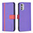 Funda de Cuero Cartera con Soporte Carcasa B04F para Motorola Moto E32 Morado