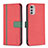 Funda de Cuero Cartera con Soporte Carcasa B04F para Motorola Moto E32 Rojo