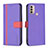 Funda de Cuero Cartera con Soporte Carcasa B04F para Motorola Moto E40 Morado