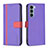 Funda de Cuero Cartera con Soporte Carcasa B04F para Motorola Moto G200 5G Morado