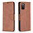 Funda de Cuero Cartera con Soporte Carcasa B04F para Samsung Galaxy F02S SM-E025F Marron