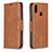 Funda de Cuero Cartera con Soporte Carcasa B04F para Samsung Galaxy M01s Marron