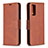 Funda de Cuero Cartera con Soporte Carcasa B04F para Samsung Galaxy S20 FE 4G Marron