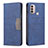 Funda de Cuero Cartera con Soporte Carcasa B06F para Motorola Moto E30 Azul