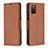 Funda de Cuero Cartera con Soporte Carcasa B06F para Samsung Galaxy A03s Marron