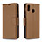 Funda de Cuero Cartera con Soporte Carcasa B06F para Samsung Galaxy M20 Marron