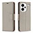 Funda de Cuero Cartera con Soporte Carcasa B06F para Xiaomi Redmi Note 13 Pro+ Plus 5G Gris