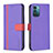 Funda de Cuero Cartera con Soporte Carcasa B13F para Nokia G21 Morado