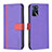 Funda de Cuero Cartera con Soporte Carcasa B13F para Oppo A16 Morado