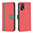 Funda de Cuero Cartera con Soporte Carcasa B13F para Oppo A16 Rojo