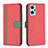 Funda de Cuero Cartera con Soporte Carcasa B13F para Oppo A96 4G Rojo