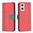 Funda de Cuero Cartera con Soporte Carcasa B13F para Oppo A96 5G Rojo