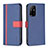 Funda de Cuero Cartera con Soporte Carcasa B13F para Oppo F19 Pro+ Plus 5G Azul