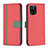 Funda de Cuero Cartera con Soporte Carcasa B13F para Oppo Find X5 5G Rojo