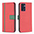 Funda de Cuero Cartera con Soporte Carcasa B13F para Oppo Find X5 Lite 5G Rojo