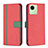 Funda de Cuero Cartera con Soporte Carcasa B13F para Realme C30s Rojo