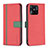 Funda de Cuero Cartera con Soporte Carcasa B13F para Xiaomi Redmi 10 Power Rojo