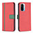 Funda de Cuero Cartera con Soporte Carcasa B13F para Xiaomi Redmi K40 Pro 5G Rojo