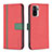 Funda de Cuero Cartera con Soporte Carcasa B13F para Xiaomi Redmi Note 10 4G Rojo