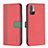 Funda de Cuero Cartera con Soporte Carcasa B13F para Xiaomi Redmi Note 10 5G Rojo