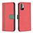 Funda de Cuero Cartera con Soporte Carcasa B13F para Xiaomi Redmi Note 10T 5G Rojo