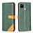 Funda de Cuero Cartera con Soporte Carcasa B14F para Realme C25 Verde