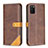 Funda de Cuero Cartera con Soporte Carcasa B14F para Samsung Galaxy F02S SM-E025F Marron