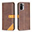 Funda de Cuero Cartera con Soporte Carcasa B14F para Xiaomi Redmi Note 10 4G Marron