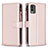 Funda de Cuero Cartera con Soporte Carcasa B16F para Nokia C210 Oro Rosa